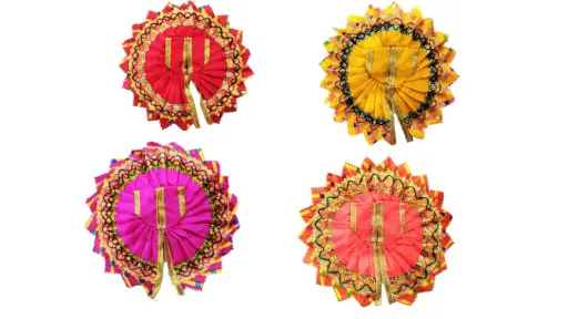 Jamunia Laddu Gopal Poshak – 4 Color Dress Set for Bal Gopal Idol | Handmade Cotton Dress for Krishna Idol | Size: Small to Large